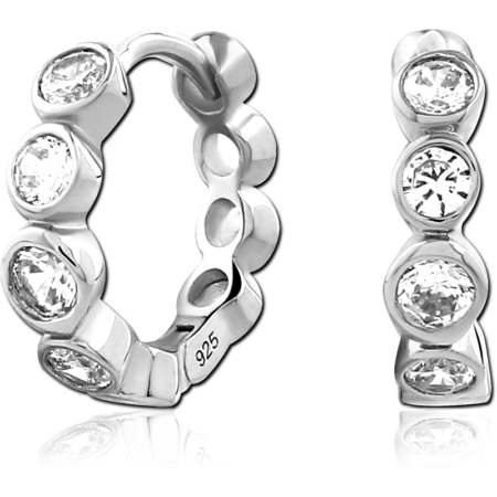 STERLING SILVER 925 JEWELED HUGGIES PAIR