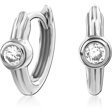 STERLING SILVER 925 JEWELED HUGGIES PAIR