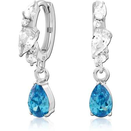 STERLING SILVER 925 JEWELED HUGGIES PAIR