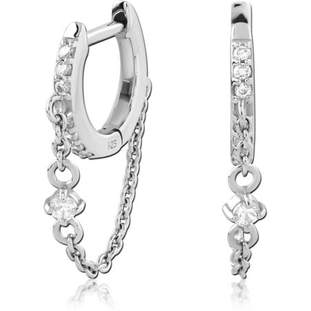 STERLING SILVER 925 JEWELED HUGGIES PAIR