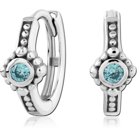 STERLING SILVER 925 JEWELED HUGGIES PAIR