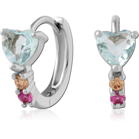 STERLING SILVER 925 JEWELED HUGGIES PAIR