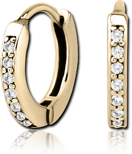 ZIRCON GOLD PVD COATED SURGICAL STEEL JEWELED HUGGIES PAIR