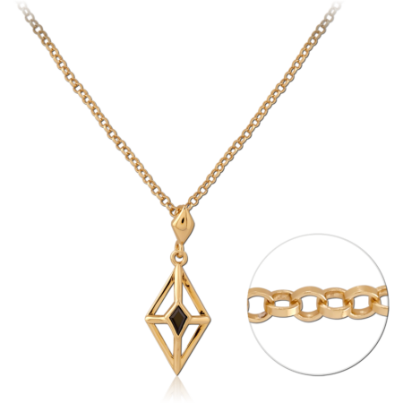 STERLING SILVER 925 GOLD PLATED 14K JEWELED NECKLACE WITH PENDANT