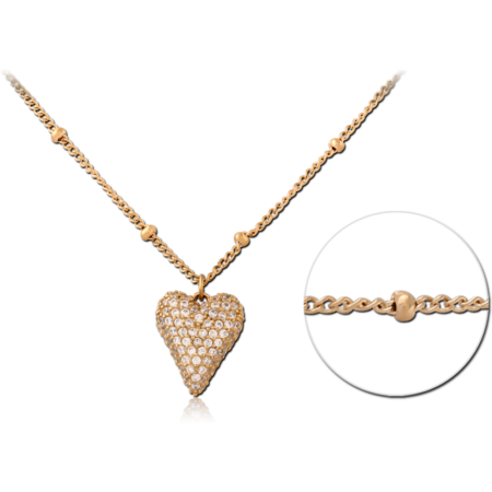 GOLD PVD 18K COATED  SURGICAL STEEL JEWELED NECKLACE WITH PENDANT