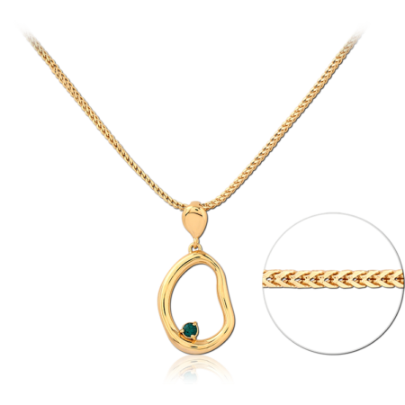 STERLING SILVER 925 18K GOLD PLATED JEWELED NECKLACE WITH PENDANT