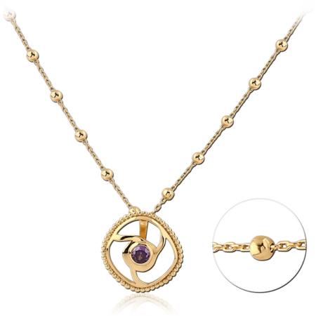 STERLING SILVER 925 18K GOLD PLATED JEWELED NECKLACE WITH PENDANT