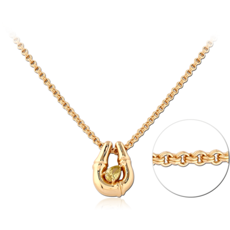 STERLING SILVER 925 18K GOLD PLATED JEWELED NECKLACE WITH PENDANT