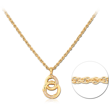 STERLING SILVER 925 18K GOLD PLATED JEWELED NECKLACE WITH PENDANT