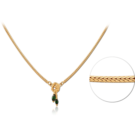 STERLING SILVER 925 18K GOLD PLATED JEWELED NECKLACE WITH PENDANT