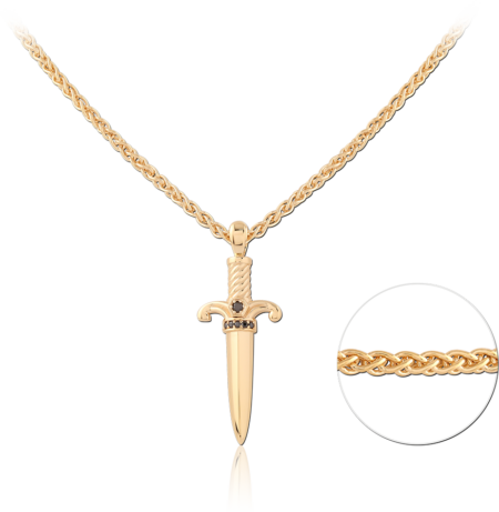 STERLING SILVER 925 18K GOLD PLATED AND RHODIUM PLATED JEWELED NECKLACE WITH PENDANT