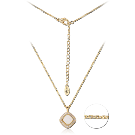 STERLING SILVER 925 GOLD PLATED 18K JEWELED NECKLACE WITH PENDANT