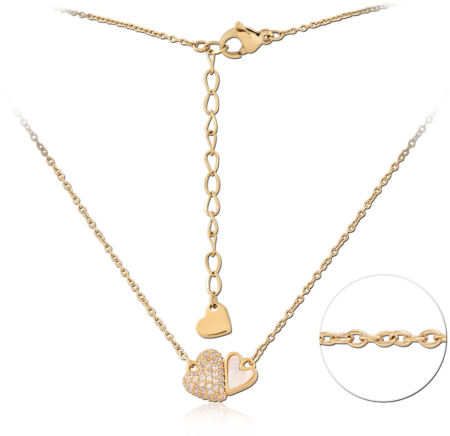 STERLING SILVER 925 GOLD PLATED 18K JEWELED NECKLACE WITH PENDANT