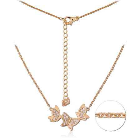 STERLING SILVER 925 GOLD PLATED 18K JEWELED NECKLACE WITH PENDANT