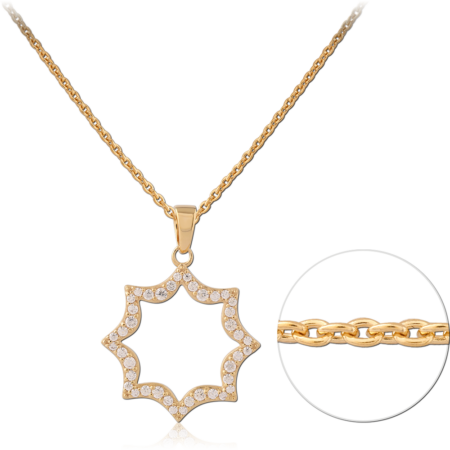 STERLING SILVER 925 18K GOLD PLATED JEWELED NECKLACE WITH PENDANT