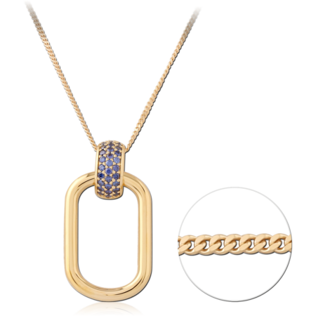 STERLING SILVER 925 18K GOLD PLATED JEWELED NECKLACE WITH PENDANT