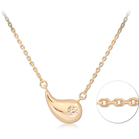 STERLING SILVER 925 18K GOLD PLATED JEWELED NECKLACE WITH PENDANT