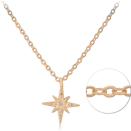 STERLING SILVER 925 GOLD PLATED 18K JEWELED NECKLACE WITH PENDANT