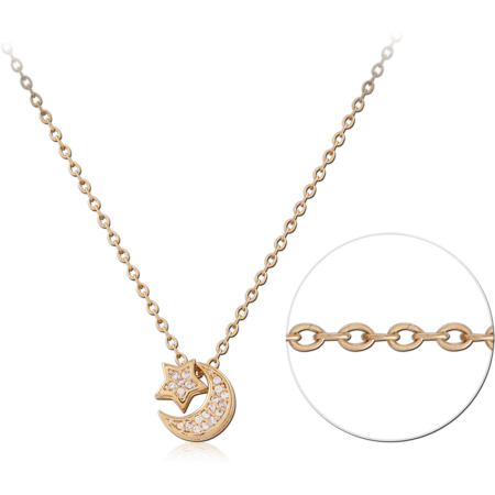 STERLING SILVER 925 GOLD PLATED 18K JEWELED NECKLACE WITH PENDANT