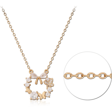 STERLING SILVER 925 GOLD PLATED 18K JEWELED NECKLACE WITH PENDANT