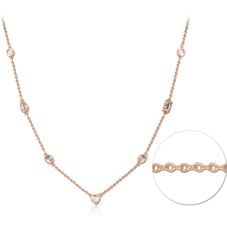 STERLING SILVER 925 GOLD PLATED 18K JEWELED NECKLACE WITH PENDANT