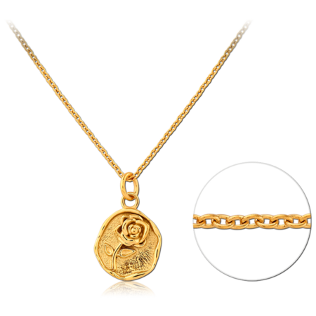 GOLD PVD COATED SURGICAL STEEL NECKLACE WITH PENDANT