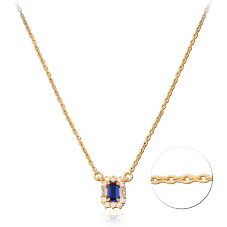 STERLING SILVER 925 GOLD PLATED JEWELED NECKLACE WITH PENDANT