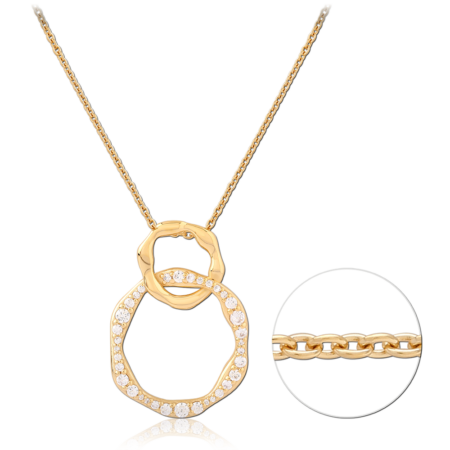 GOLD PLATED STERLING SILVER 925 JEWELED NECKLACE WITH PENDANT