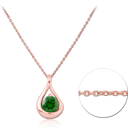STERLING SILVER 925 ROSE GOLD PLATED JEWELED NECKLACE WITH PENDANT
