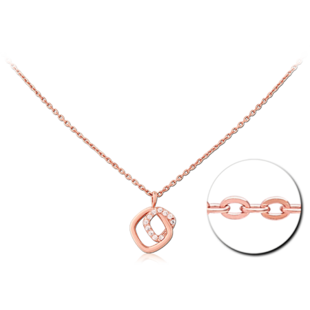 STERLING SILVER 925 ROSE GOLD PLATED JEWELED NECKLACE WITH PENDANT