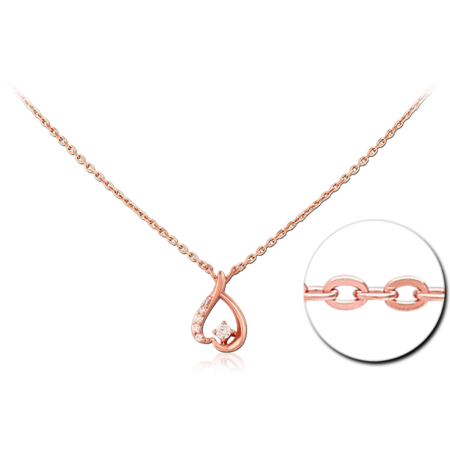 STERLING SILVER 925 ROSE GOLD PLATED JEWELED NECKLACE WITH PENDANT