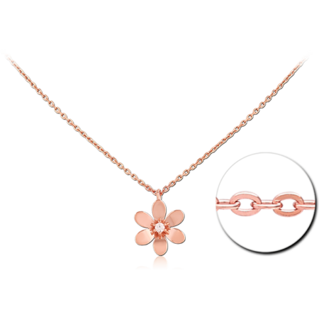 STERLING SILVER 925 ROSE GOLD PLATED JEWELED NECKLACE WITH PENDANT