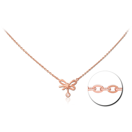 STERLING SILVER 925 ROSE GOLD PLATED JEWELED NECKLACE WITH PENDANT