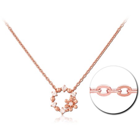 STERLING SILVER 925 ROSE GOLD PLATED JEWELED NECKLACE WITH PENDANT