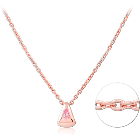 STERLING SILVER 925 ROSE GOLD PLATED JEWELED NECKLACE WITH PENDANT