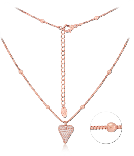 STERLING SILVER 925 ROSE GOLD PLATED JEWELED NECKLACE WITH PENDANT