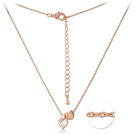 STERLING SILVER 925 ROSE GOLD PLATED JEWELED NECKLACE WITH PENDANT