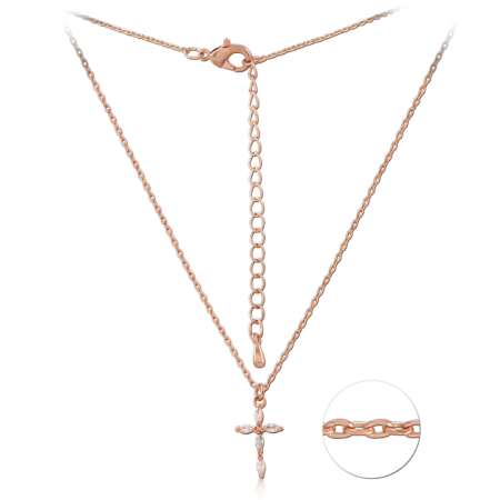 STERLING SILVER 925 ROSE GOLD PLATED JEWELED NECKLACE WITH PENDANT