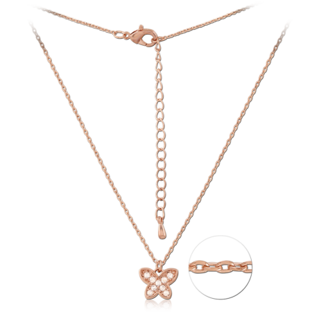STERLING SILVER 925 ROSE GOLD PLATED JEWELED NECKLACE WITH PENDANT