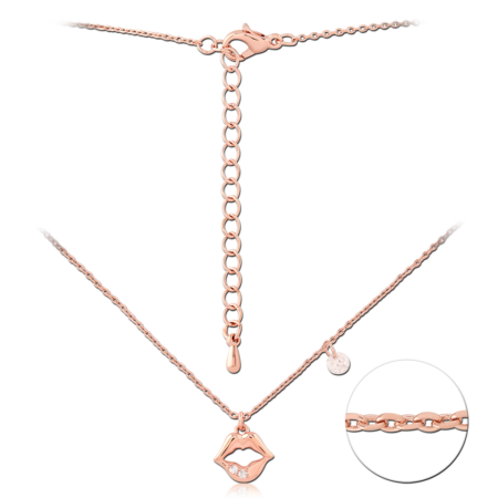 STERLING SILVER 925 ROSE GOLD PLATED JEWELED NECKLACE WITH PENDANT