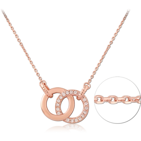 STERLING SILVER 925 ROSE GOLD PLATED JEWELED NECKLACE WITH PENDANT