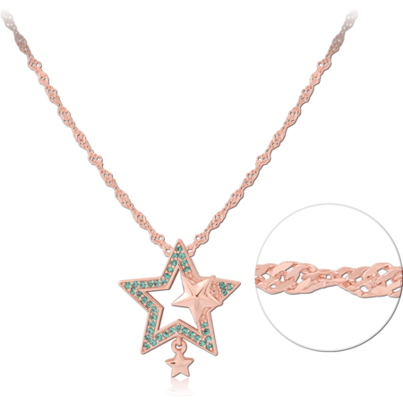 STERLING SILVER 925 ROSE GOLD PLATED JEWELED NECKLACE WITH PENDANT
