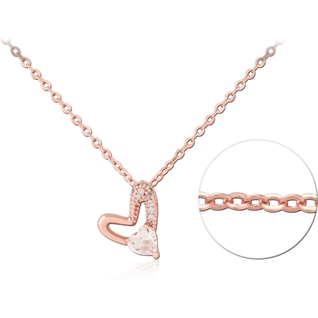 STERLING SILVER 925 ROSE GOLD PLATED JEWELED NECKLACE WITH PENDANT