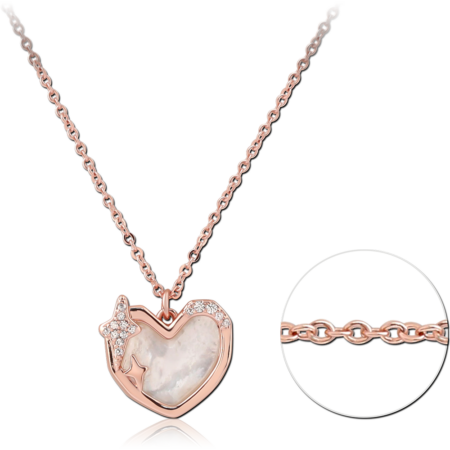 STERLING SILVER 925 ROSE GOLD PLATED JEWELED NECKLACE WITH PENDANT