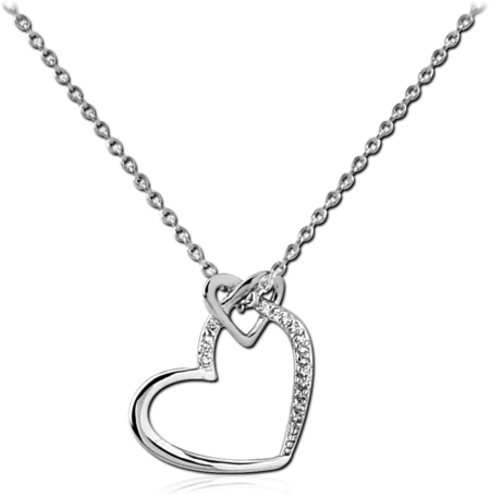 STERLING SILVER 925 RHODIUM PLATED JEWELED NECKLACE WITH PENDANT