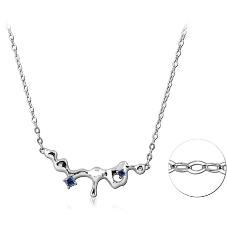 STERLING SILVER 925 RHODIUM PLATED JEWELED NECKLACE WITH PENDANT