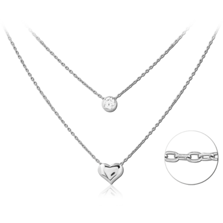 STERLING SILVER 925 PLATED JEWELED NECKLACE WITH PENDANT