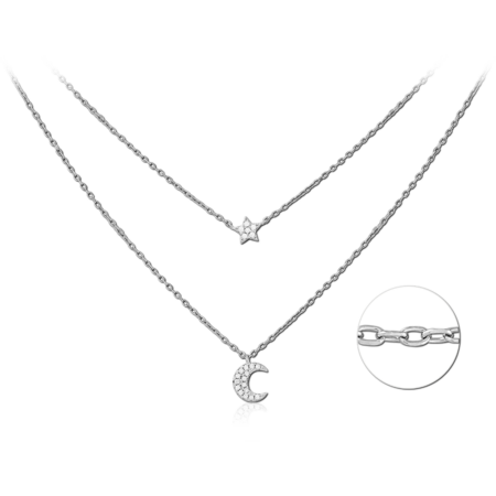 STERLING SILVER 925 PLATED JEWELED NECKLACE WITH PENDANT