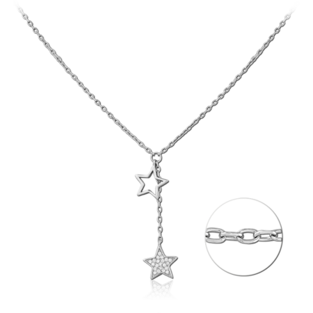 STERLING SILVER 925 PLATED JEWELED NECKLACE WITH PENDANT