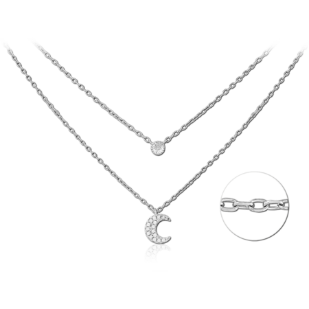 STERLING SILVER 925 PLATED JEWELED NECKLACE WITH PENDANT